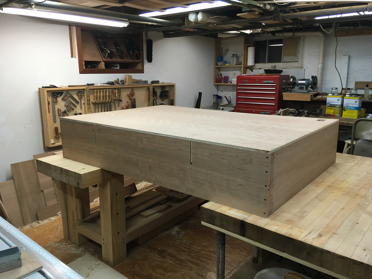 credenza cabinet being assembled