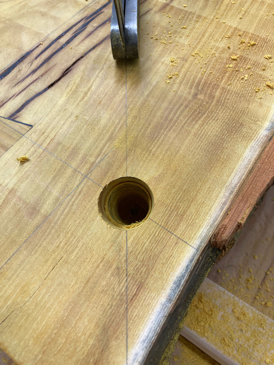 Partially drilled hole