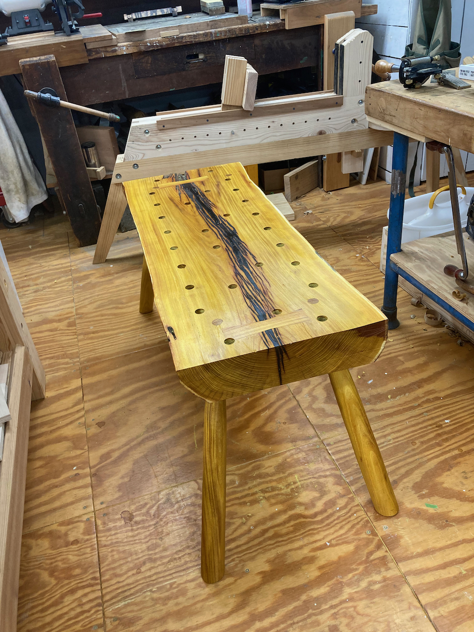 Low bench with a fresh coat of finish